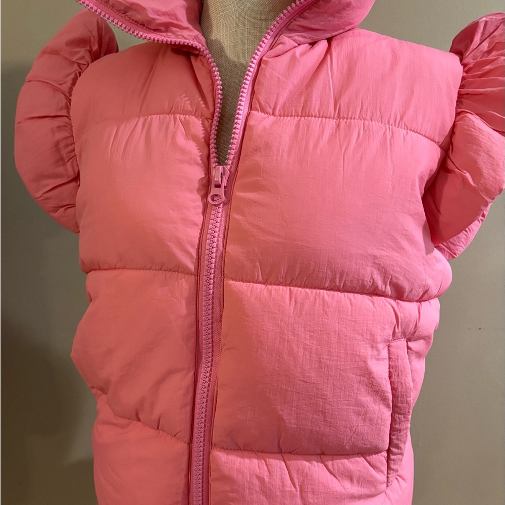 Simply Southern Pink Puffer Vest with Ruffle Sleeves
